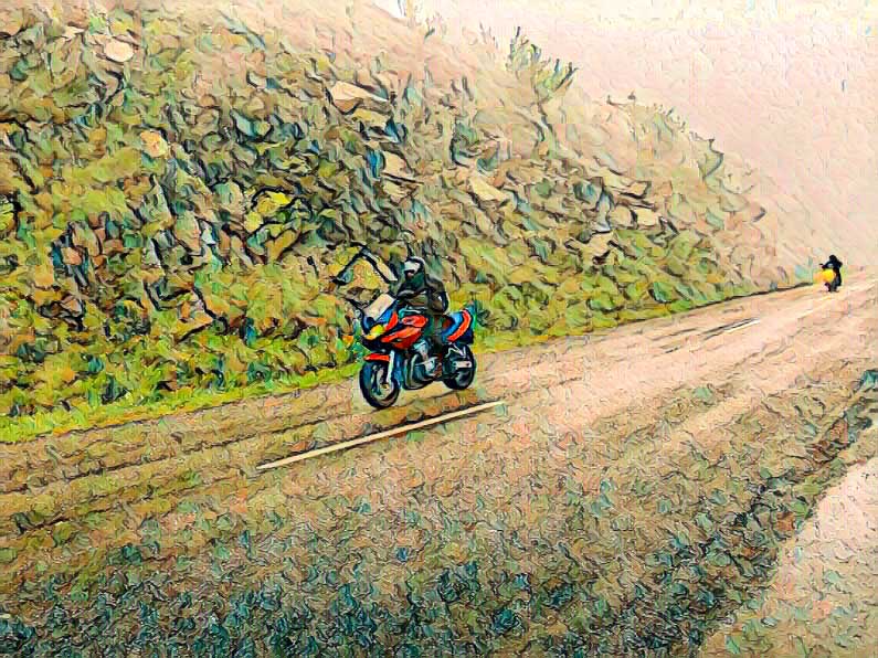 motor in de regen